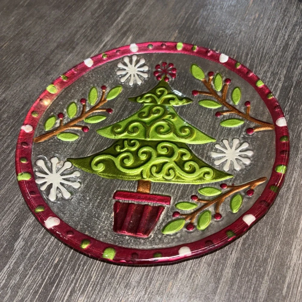 Christmas Tree Glass Appetizer Dessert Plates 8